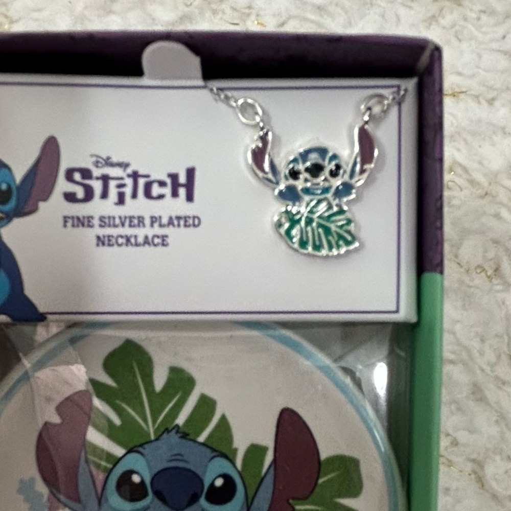Disney‎ Lilo & Stitch Fine Silver Plated Necklace and Trinket Dish Gift Set NEW - Picture 4 of 4